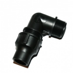 Drip hose compression coupling elbow with male thread